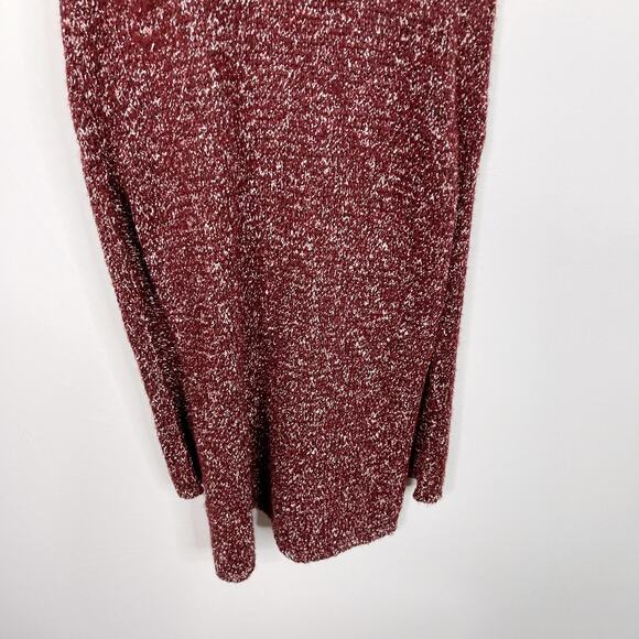 Anthropologie XS Bordeaux Red Flowy Maxi Tunic Sweater Turtleneck Sleeveless - Picture 8 of 15